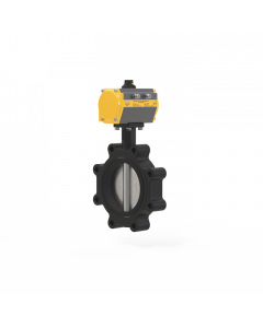 CS BODY WAFER TYPE BUTTERFLY VALVE DOUBLE ACTING ACTUATOR OPERATED PN10  - UFLOW