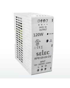 Selec RPS120-48-CU 120W, 48V/2.5A DIN rail mounted Power Supply in Plastic Housing - CE & UL Certified 