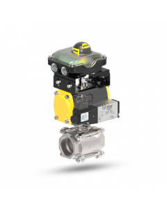 3 Piece Ball Valve Screwed End With Rotary Pneumatic Actuator Double Acting - Three Piece-CF8M-25mm
